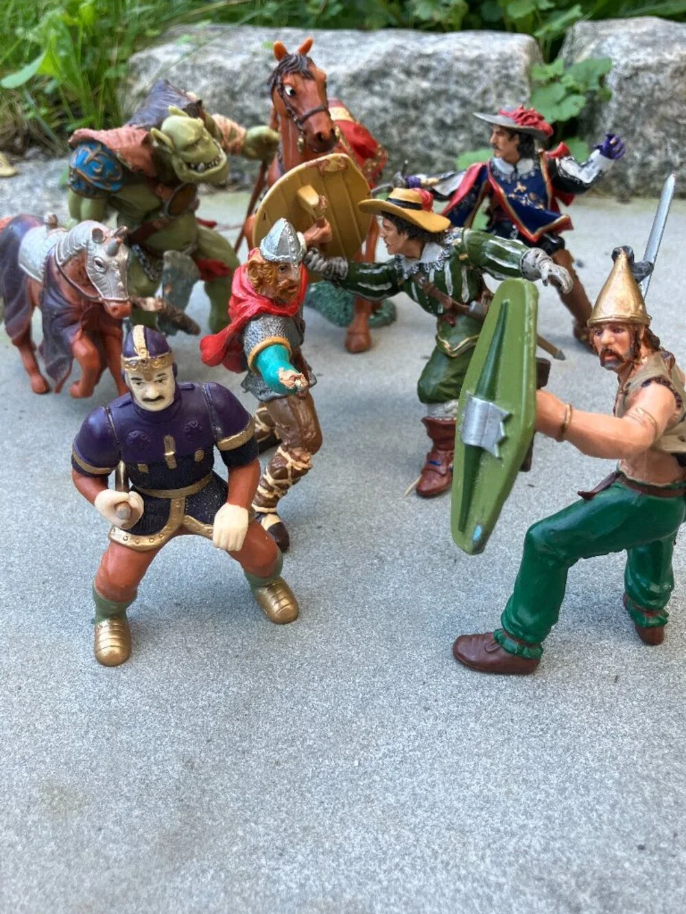 Papo Fantasy Medieval Figure Lot 8 Knights Ogre Troll Horse PVC Collectibles